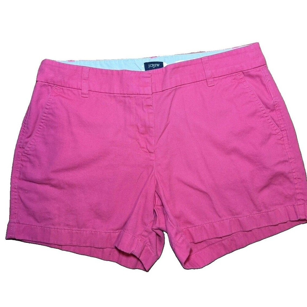 J.Crew Women's Chino Shorts Size 8 Hot Pink Twill 4.5" Inseam Mid Rise Preppy